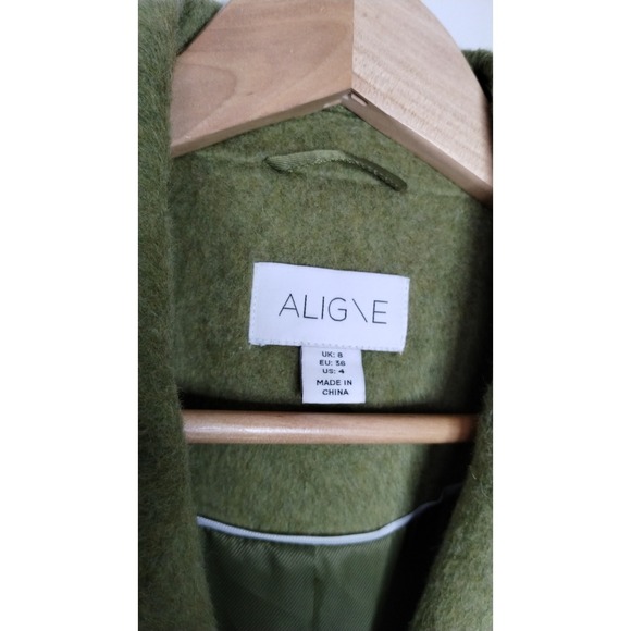 Aligne Stella Long Coat Olive size 4 EcoChic - Picture 6 of 12
